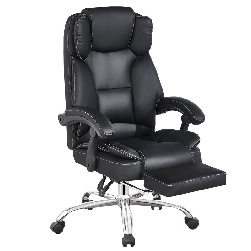 Heavy Duty Ergonomic Executive Office Chair With Foot Rest Fully Reclining Office Chair With Wheels Rolling Swivel Lift Chair Recliner Adjustable Leather Napping Office Computer Desk Chair With Armrest And Footrest 